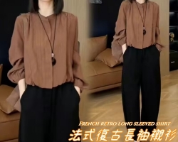法式復古長袖襯衫