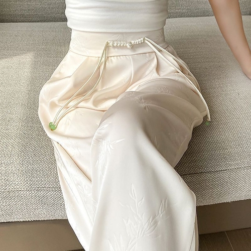 冰絲緞面闊腿褲