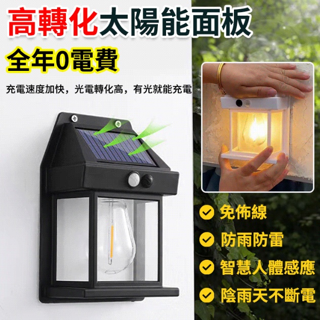 太陽能鎢絲壁燈