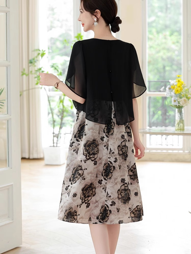 印花雪紡連衣裙